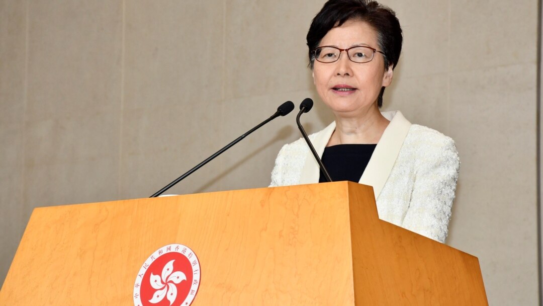 香港特首林鄭月娥表示,4月14日將會向立法會提交修改選舉制度的草案, 供立法會首讀 (美國之音湯惠芸)