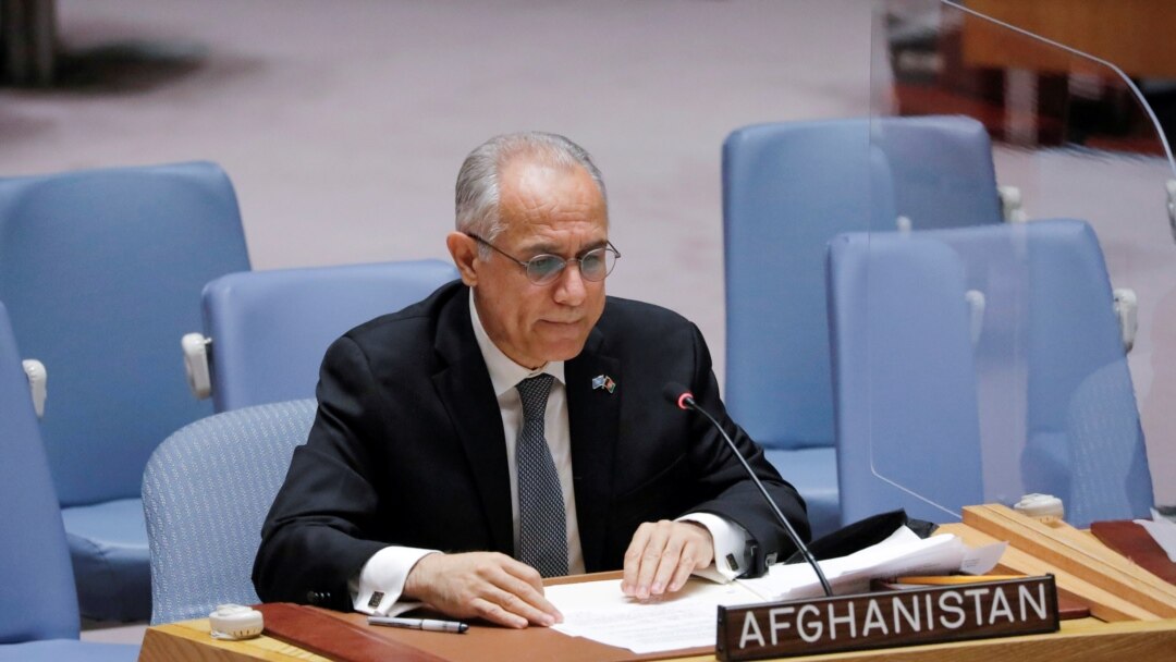 FILE - Afghanistan's U.N. ambassador Ghulam Isaczai addresses the United Nations Security Council at the United Nations in New York City, New York, August 16, 2021.