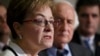 Rep. Marcy Kaptur (foreground) and Rep. Sander Levin (center) of the Congressional Ukraine Caucus are seen at a news conference on Capitol Hill in Washington, Feb. 5, 2015.