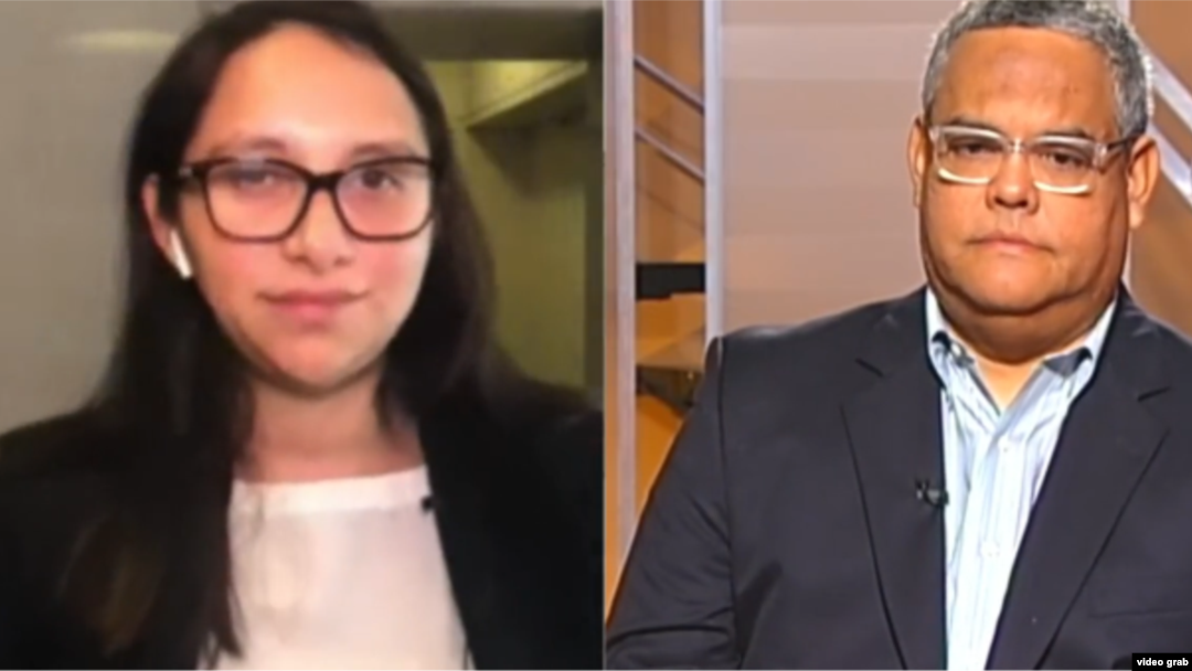 María Fernanda Pérez, experta en temas de corrupción del Atlantic Council y el periodista Casto Ocando.