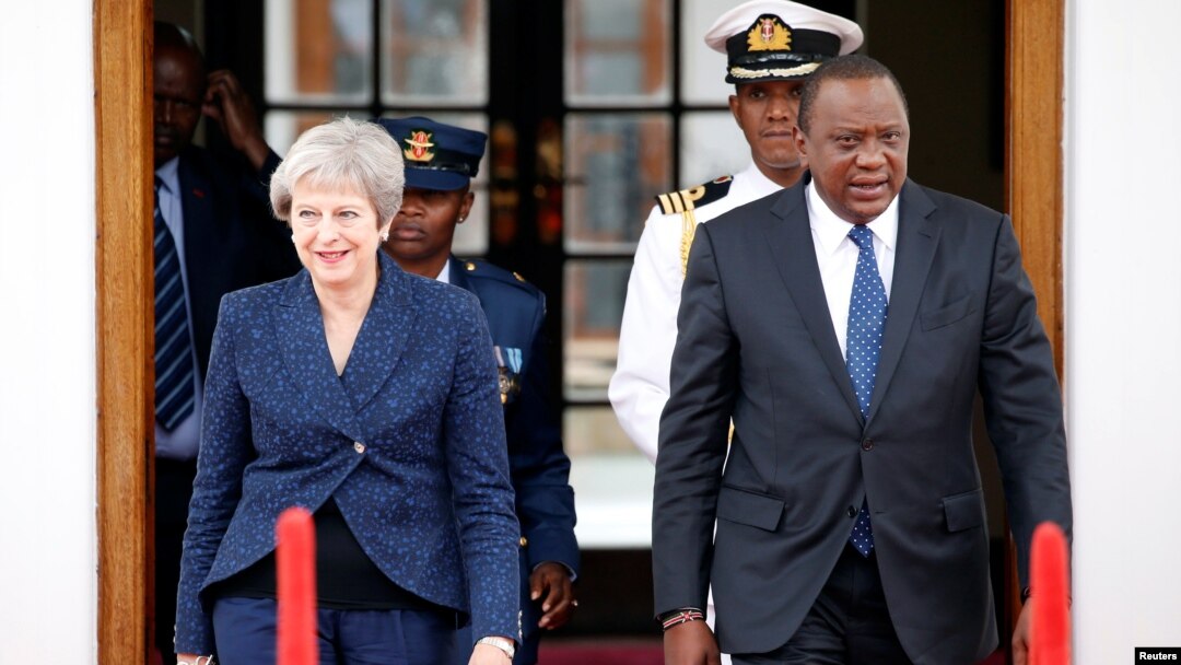 Theresa May da shugaban kasar Kenya Uhuru Kenyatta.