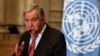 U.N. Secretary-General Antonio Guterres speaks during a press conference in Cairo, Egypt, Oct. 19, 2023, as Palestinians in war-torn Gaza await aid trucks promised in a deal struck by the U.S. 