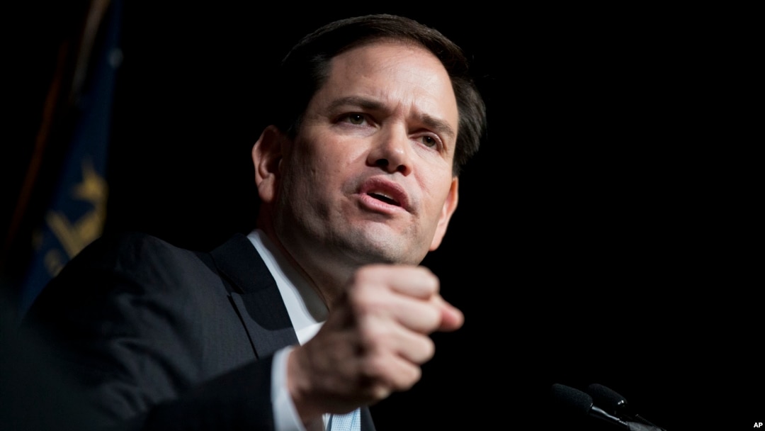FILE - Republican presidential candidate Sen. Marco Rubio, R-Fla., speaks at the Georgia Republican Convention.