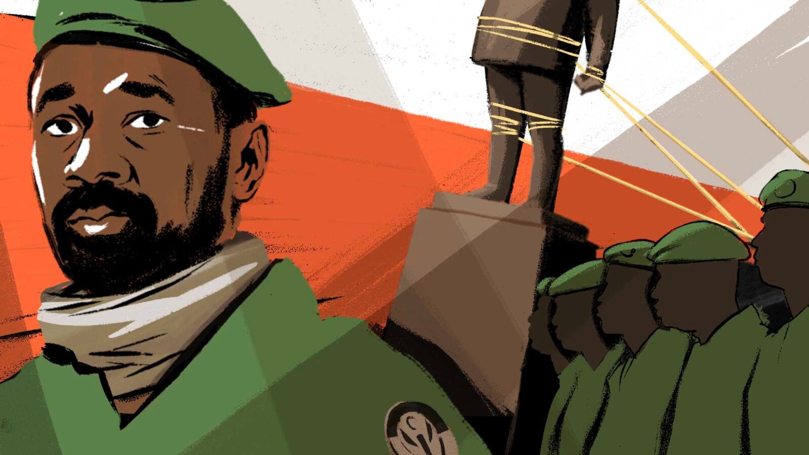 Promo illustration for the "By the Numbers: Coups in Africa" project.