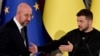 FILE - European Council President Charles Michel joins Ukrainian President Volodymyr Zelenskyy for a press conference following their talks in Kyiv on Nov. 23, 2023. The European Union will decide on Dec. 14 whether to start talks over Ukraine membership in the EU.