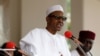 FILE - Nigerian President Muhammadu Buhari speaks at the presidential villa in Abuja, Nigeria. The state rolled out an online recruitment tool, N-Power, this month and said it will hire half a million university graduates to work across the country in various sectors.