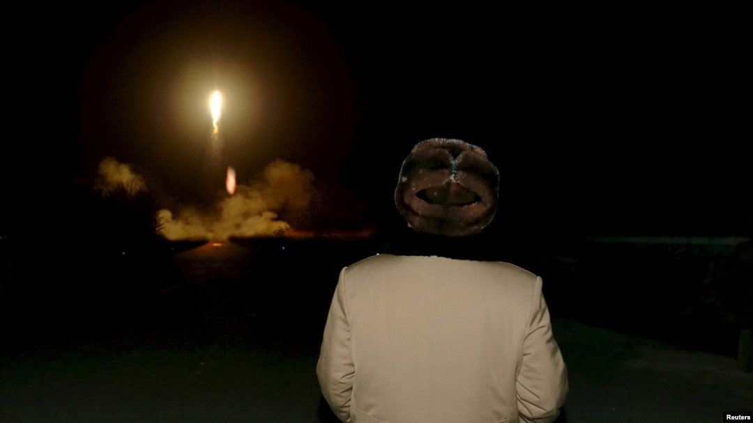 FILE - North Korean leader Kim Jong Un watches the ballistic rocket launch drill of the Strategic Force of the Korean People's Army (KPA) at an unknown location, in this undated photo released by North Korea's Korean Central News Agency (KCNA) in Pyongyang on March 11, 2016.