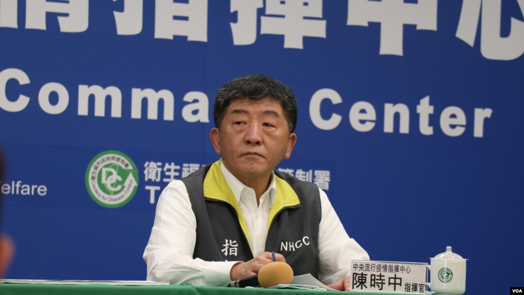台灣衛生部部長陳時中5月6日召開記者會接受國際媒體提問。(美國之音李玟儀拍攝)