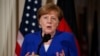 Nemačka kancelarka Angela Merkel na konferenciji za novinare sa predsednikom Donaldom Trampom u Beloj kući 27. aprila 2018. 