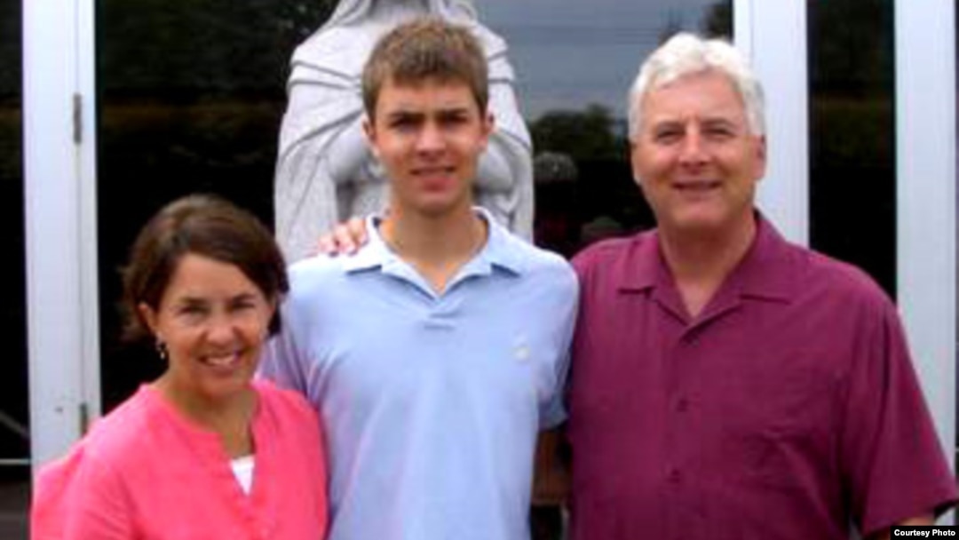 This photo of Benjamin Stassen and his parents, Alice and Jay, was taken shortly before his suicide. His parents are trying to access various social media and email accounts to find clues as to why he took his life. (Courtesy Alice and Jay Stassen)