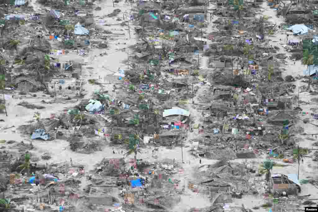 The aftermath of Cyclone Kenneth is seen in Macomia District, Cabo Delgado province, Mozambique in this picture obtained from social media.
